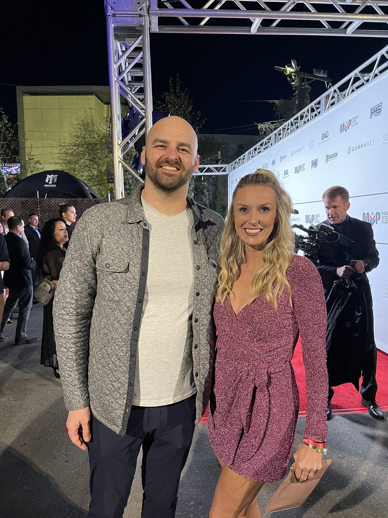 Christine Golic with her husband Mike Golic in a smiley face